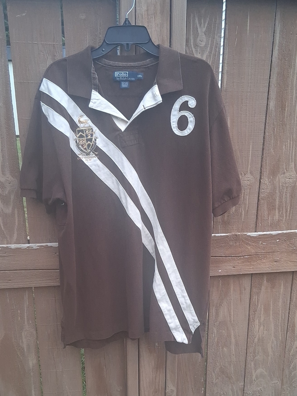 Polo by Ralph Lauren Brown Polo with White Diagonal Stripes